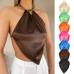2024 Sexy Hanging Neck Tank Spring/summer Solid Colour Belly Bag Sling Top for Women