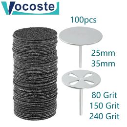 Bits VOCOSTE 100pcs Replace Sanding Paper With Disc 25mm 35mm 80 Grit Pedicure Sandpaper Nail Drill Bit Accessories Foot Calluse Tool
