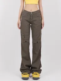 Women's Jeans American Cargo Pants Street Y2K Women Pantalones De Mujer 2024 Baggy Female Side Buttons Denim Wide Leg Trousers