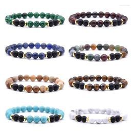 Strand 10pcs 8mm Natural Red Blue Green Stone Agates Hematite Beads Bracelet For Women Men Buddha Energy Yoga Jewellery