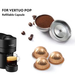 For Nespresso Vertuo Next Reusable Pods Refillable Coffee Capsule Vertuoline Stainless Steel Capsule Philtre with Original Pod 240326