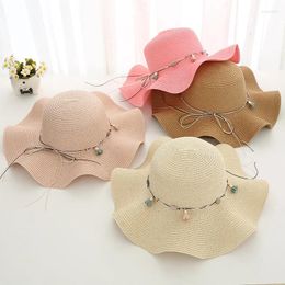 Wide Brim Hats Bell Joker Sun Hat Korean Version Of Outdoor Travel Folding Lady Straw For Woman