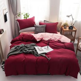 Bedding Sets Solid Colour Double Sided Soft Home Textile 4 Pcs Set For Student Dormitory & Camp King Size Comforter Cover Sheet