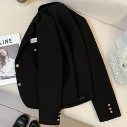 Women's Suits Chic Blazers Coat Single Breasted Outwear Korean Ladies Vintage Basic Long Sleeve Office Jacket Femme Casual Short Veste