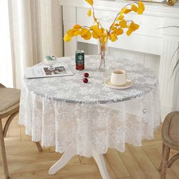 200cm Lace Tablecloth Living Room Antiskid Wear Resistant Polyester Nordic Retro Round Table Cloth 240410