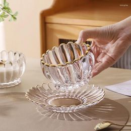 Cups Saucers Bowl Disc Set European Household Afternoon Tea Glass Plate Heat Resistant Phnom Penh Petal Dessert Fruit Salad Breakfast