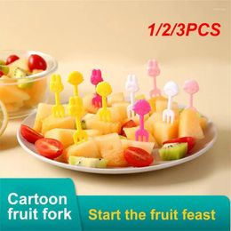 Forks 1/2/3PCS Cartoon Toothpick Plastic For Mini Cute Tableware Cake Dessert Party Supply Cocktail Picks Bento Box Decor