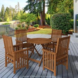 Camp Furniture Outdoor Table Hardwood Patio Natural Teak Throttle Leg Round Garden Chair For Courtyard Lawn