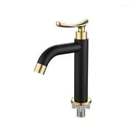 Bathroom Sink Faucets Basin Faucet Single 304 Stainless Steel Cold Water Black And Gold Handle Washbasin