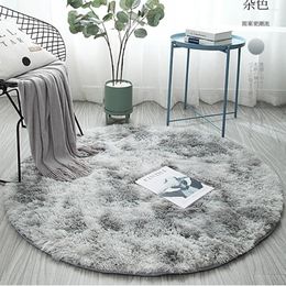 Carpets Gray Round Polyester Rugs For Bedrooms Living Room Anti Slip Foot Mats Soft And Comfortable Size:160x160cm