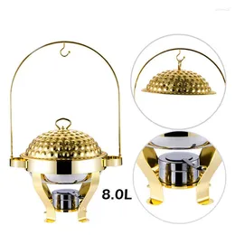 Dinnerware Sets 8.0L Sturdy Gold Warmer Buffet Server Modern Chafing Dishes Chafer With Domed Lids