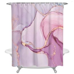 Shower Curtains Marble Gradient Pink Waterproof Curtain Home Bath Decorative Polyester Fabric Bathroom With Hooks