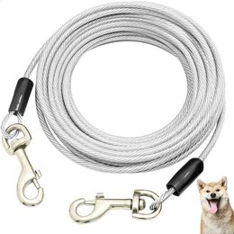 Dog Tie Out Cable 3510M Runner for Yard Steel Wire Leash with Durable Superior Clips Outdoor Chains Large Lead 240328