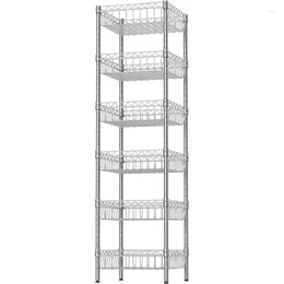 Kitchen Storage Baskets Rack Corner Shelf Shelving Adjustable 13.4" D X W 62.99" H Silver