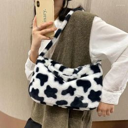 Bag Fashion Cow Pattern Female Shoulder Bags Simple Cute Plush Women Handbags Casual Large Capacity Ladies Underarm Purse Tote