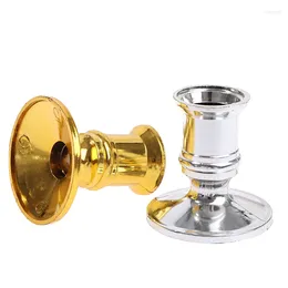 Candle Holders 2 Pcs Plated Candlestick Votive Candles Holder For Fake Tapers Christmas Party Decoration Wedding Silver/Gold