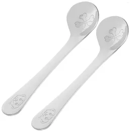 Spoons 2 Pcs Serving Utensils Baby Tableware Stainless Steel Feeder 304 Spoon For Child Feeding Self