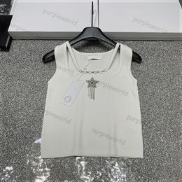 Summer Tank Tops For Women Rhinestone Knitted Vest Sexy Embroidery Sleeveless Sport Tops