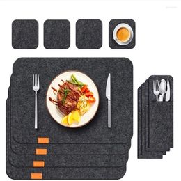 Table Mats 3pcs Set Placemat Mat Washable Felt Placemats Tableware Pad Non-Slip Dining Cup Wine