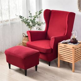 Chair Covers Summer Solid Color Cover Elastic Armchair Wingback Wing Sofa Back Stretch Protector Slipcover Washable