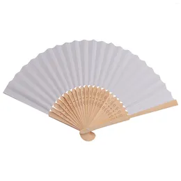 Decorative Plates 50 Pcs/lot White Folding Elegant Paper Hand Fan Wedding Party Favours 21cm(white)