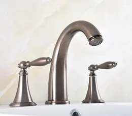 Bathroom Sink Faucets Wash Basin Faucet Brown Oil-Rubbed Brass Widespread Kitchen Bathtub And Cold Water Taps Dnf585