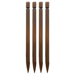 Garden Decorations 4 PCS Wood Pile Fence Post Anticorrosive Stakes Fencing Wooden Carbonised