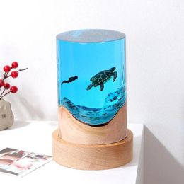 Decorative Plates Creative Desktop Ornaments Cylinder Solid Wood Resin Night Light