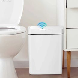 Waste Bins 18L Waterproof Automatic Bathroom Garbage Can with Lid Slim Motion Sensor Plastic Narrow Trash Bin for BedroomKitchenOffice L46