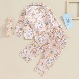 Clothing Sets Kids Christmas Pyjamas Cute Baby Pjs Santa Gingerbread Elk Milk Cookie Print Button Down Shirt And Pants Sleepwear