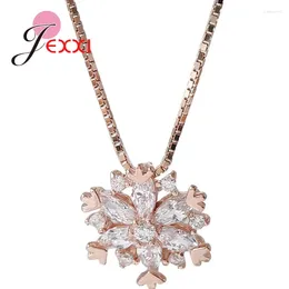Pendant Necklaces Fashion Flash Cubic Zircon Snowflake Necklace Clavicle Chain 925 Sterling Silver Jewellery Women Girl