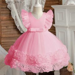 Girl's Dresses Baby Girl Tutu Party Gown Flower Girls Dresses for Wedding 1 2 3 4 5 Years Birthday Kids Clothes Princess Tul Children Costume L240402