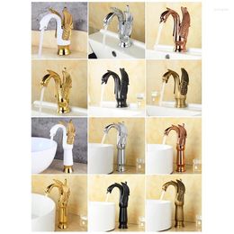 Bathroom Sink Faucets Luxury Gold Swan Faucet Brass Basin Mixer And Cold Water