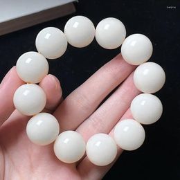 Strand Natural White Bodhi Beads Bracelet High Throwing Seed Bangle Buddha Playing Yoga Jewelry For Men Women Energy Stone
