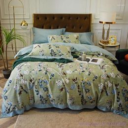 Bedding Sets 4pcs 1.8m Set American Pastoral Flower Digital Printing 60 Light Brushed Pure Cotton Simple Modern Luxury Quilt Cover2.0