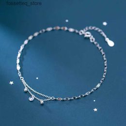 Anklets 925 Sterling Silver Jewellery On The Leg For Girl Woman Anklets Chain Gift Female Cute Adjustable Foot Silver Decoration L46