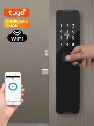 Lock Tuya Wifi Digital Electronic Smart Door Lock With Biometric Fingerprint , Smart Card , Password , Key Unlock , USB Charge