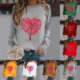 Gym Clothing Women's Fashionable Round Neck Casual Valentine's Day Love Tree Hoodie Sweatshirt Light Jacket Women Athletic Works Sweater