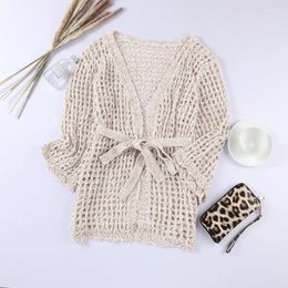 Women's Swimwear Summer Lace Women Sexy Crochet Bikini Cover Up Floral Beachwear Swimming Suit Dress Tops Sun Protection