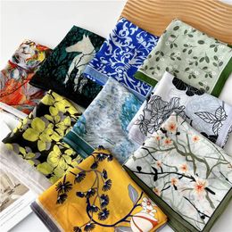 Scarves Print Geometry Floral Scarf Shawl Women Casual Bandanas Spring Summer Long Thin Head Wrap Headband Turban Neckerchief