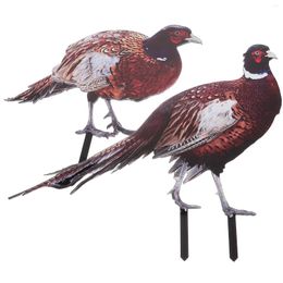 Garden Decorations 2 Pcs Pheasant Decoration Animal Outdoor Adornment Acrylic Stake Sign Hen Lawn Accessory