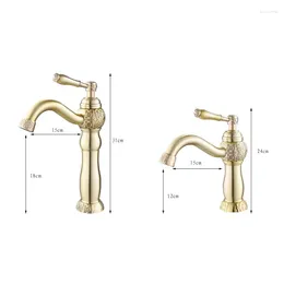 Bathroom Sink Faucets Gold And Black Colour Brass Material Deck Mounted Cold & Water Of 2 Models Short Tall Counter Faucet