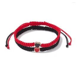 Charm Bracelets 10 Set Braided Nylon Thread Heart Enamel Beads Bracelet Chinese Knotting Cord Beading Friendship Jewelry Gift 60-110mm