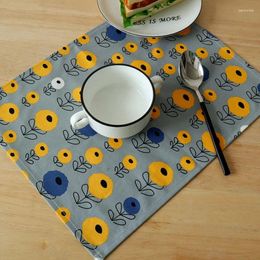 Table Mats 2pc Nordic Style Cotton Linen Cloth Napkin Placemat Home Wedding Party Kitchen Cup Dishes Napkins Decorative 32x42cm