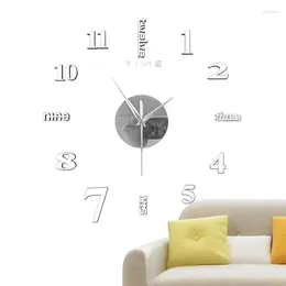 Window Stickers Wall Clock For Living Room Decor Modern With Mirror Number Frameless Silent Home