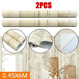 Wallpapers 2 Roll 6M Wood Distressed Panel Peel And Stick Wallpaper Self-Adhesive Removable Wall Covering Decorative Vintage