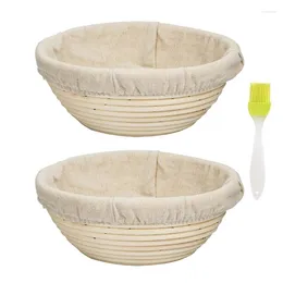 Plates 2Pcs 7 Inch Proofing Basket Round Bread With Liner Eco-Friendly Natural Rattan For Professional & Home Baker