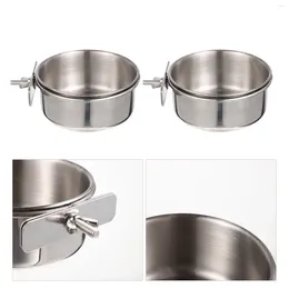 Other Bird Supplies 2 Sets Parrot Bowl Feed Cup Water Dispenser Feeder Cups Food Stainless Steel Cage Feeders Feeding Holder