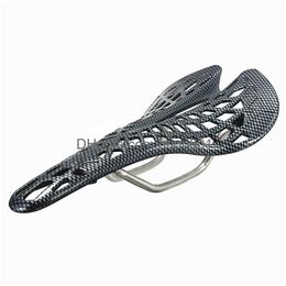 Bike Saddles Carbon Fibre Mountain Road Bicycle S Veins Racing Hollow Seat Bicicleta Parts Riding Cycling Equipment Drop Delivery Spor Dhyqq