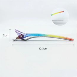 Hair Clips 2024 4Pcs/Set Rainbow Hairpin Fixed Styling Clip Flat Duck Mouth Pro Salon Hairdressing Accessories Diy Home Drop Delivery Dho1F